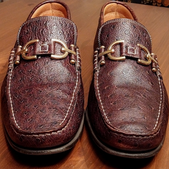 Donald J. Pliner Dacio-68 Brown Ostrich Embossed Loafers, Size 13 - Picture 4 of 10